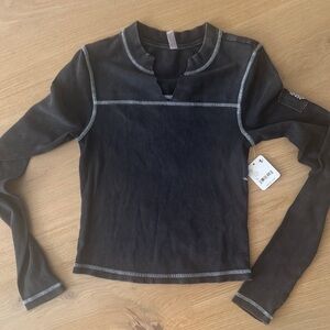 Free People Black Long Sleeve Top
